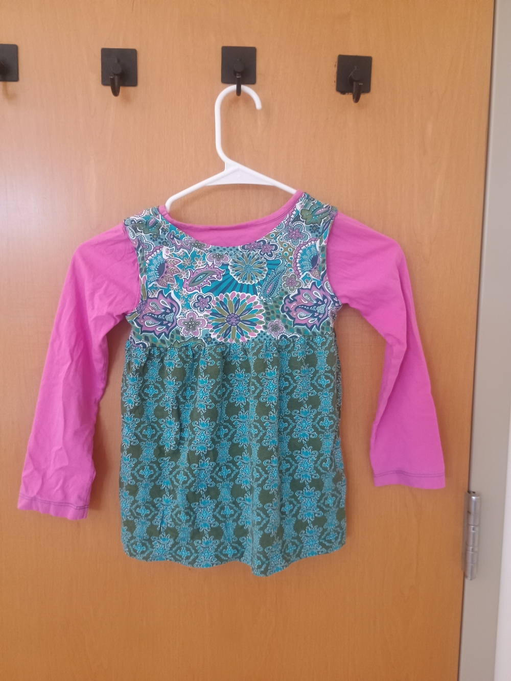 Flit & Flitter Girl Long Sleeve Pink Teal Paisley Floral boho Colorful Tunic Top - Picture 3 of 11